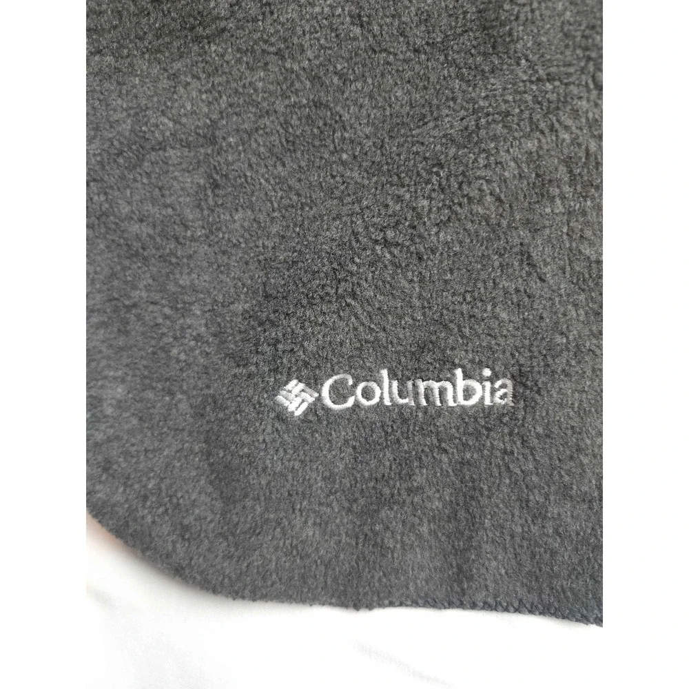 Columbia Fleece Scarf Dark Gray Black Embroidered Logo Winter Outdoor Accessory